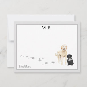 Golddoodle & Friend Gran Border Monogramm Name Mitteilungskarte