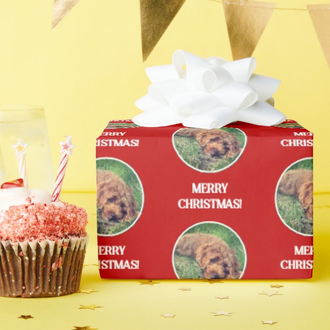 Golddoodle rotes Wrapping-Papier Geschenkpapier (Geburtstagsparty)