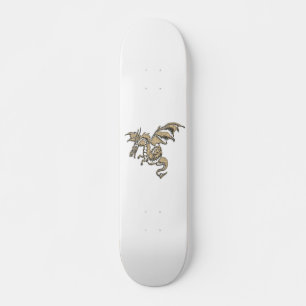 Golddrache auf Weiß Skateboard