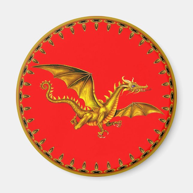 Golddrache in Rot Magnet (Vorne)