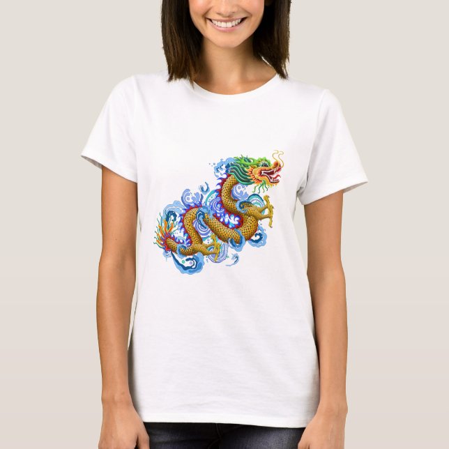 Golddrache mit Wasser-Spritzen T-Shirt (Vorderseite)