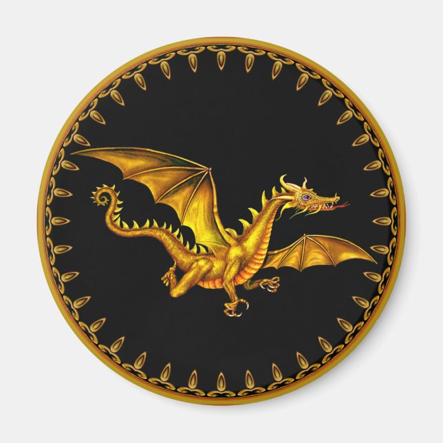 Golddrache schwarz magnet (Vorne)