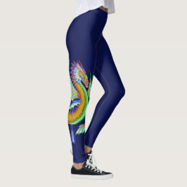 Golddrache und Grüner Wasserdrache im blauen Hinte Leggings