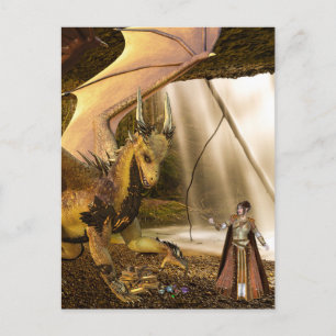 Golddrache und Prinzessin Elf Postkarte