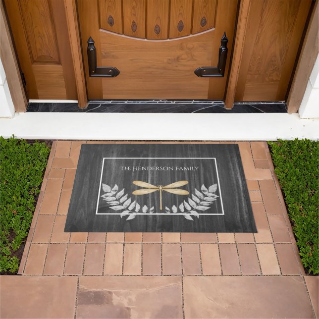 Golddrachenfliege Rustikale Personalisiert Doormat Fußmatte (Außenbereich)