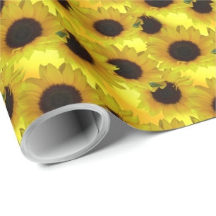 Golddruckpapier für Sonnenblumen Gelbe Blume Geschenkpapier
