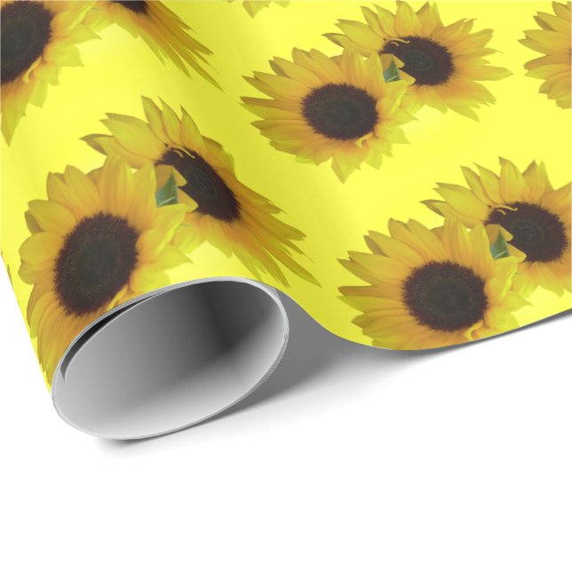 Golddruckpapier für Sonnenblumen Gelbe Blume Geschenkpapier (Rolleneckpunkt)