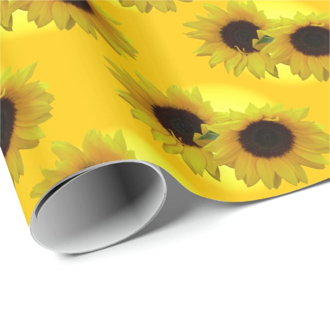 Golddruckpapier für Sonnenblumen Gelbe Blume Geschenkpapier (Rolleneckpunkt)