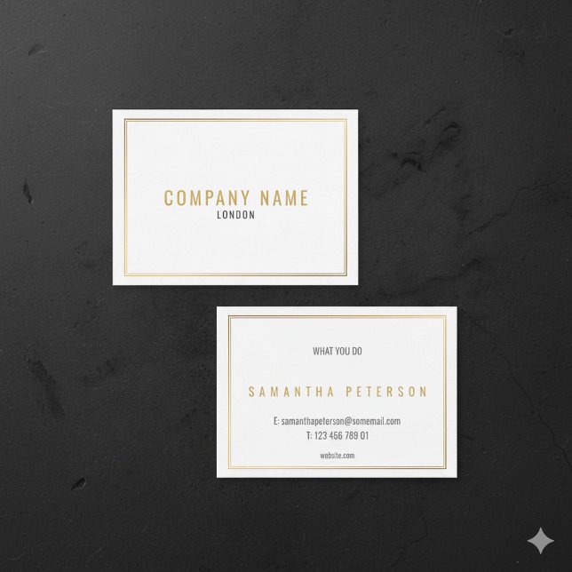 Goldeffekt, Goldgrenze Visitenkarte (White business card with gold frame.)