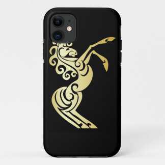 Goldeffekt-künstlerisches Pferd auf Schwarzem Case-Mate iPhone Hülle