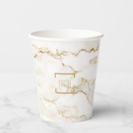 Goldeffektkarton mit personalisiertem Namen Pappbecher