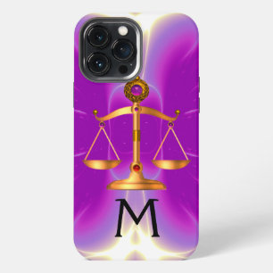 GOLDEINE WAAGEN DES RECHTS MIT EDELSTEIN-MONOGRAMM iPhone 13 PRO MAX HÜLLE