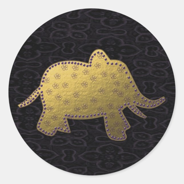 Goldelefant Runder Aufkleber (Vorderseite)