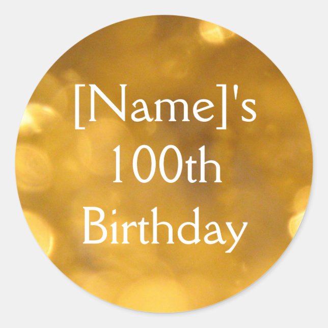 Golden 100th Birthday Sticker (Vorderseite)
