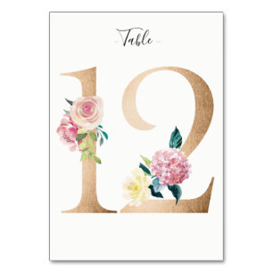 Golden 12 Floral Tischnummer Card