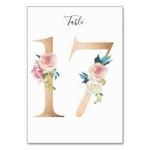 Golden 17 Floral Tischnummer Card