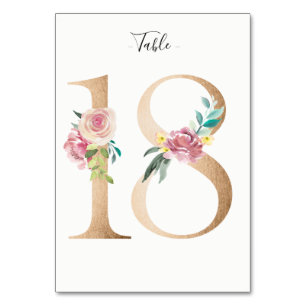 Golden 18 Floral Tischnummer Card