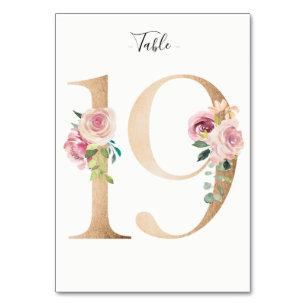 Golden 19 Floral Tischnummer Card