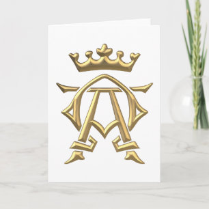 Golden "3-D" Alpha and Omega w/Crown Symbol