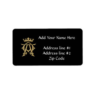 Golden "3-D" Alpha and Omega w/Crown Symbol Adressaufkleber