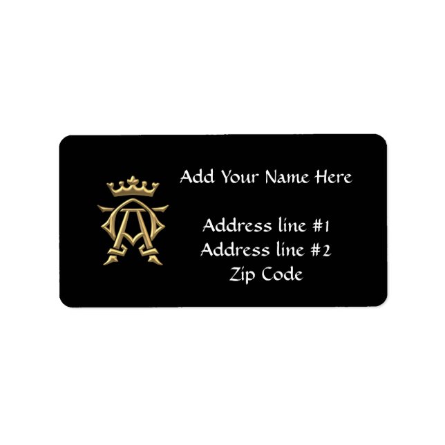 Golden "3-D" Alpha and Omega w/Crown Symbol Adressaufkleber (Vorne)