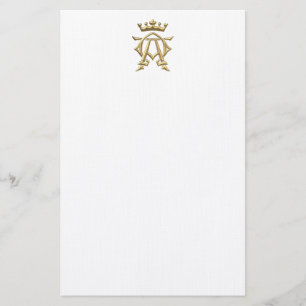 Golden "3-D" Alpha and Omega w/Crown Symbol Briefpapier