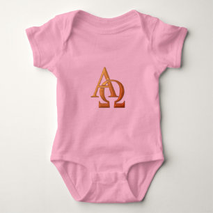 Golden "3-D" Alpha und Omega Symbol Baby Strampler