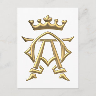 Golden "3-D" Alpha und Omega w/Crown Symbol Postkarte
