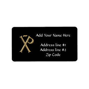 Golden "3-D" Chi-Rho 3 Adressaufkleber