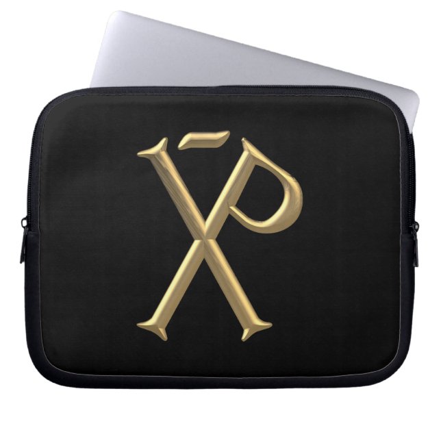 Golden "3-D" Chi-Rho 3 Laptopschutzhülle (Vorderseite)