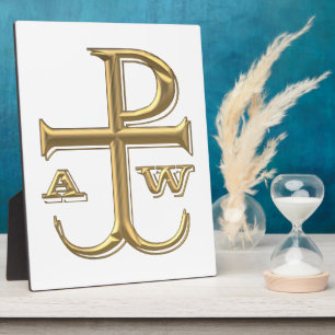 Golden "3-D" Chi-Rho mit Anchor Fotoplatte