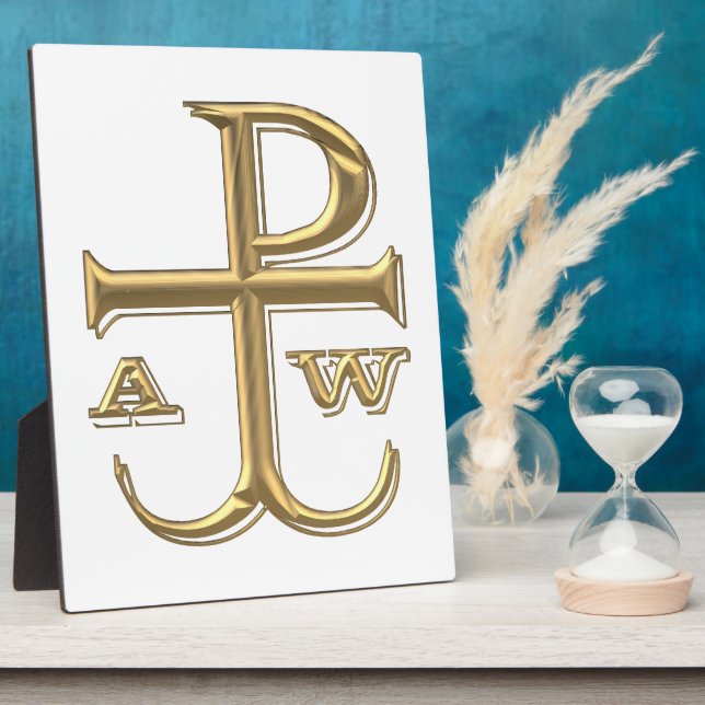 Golden "3-D" Chi-Rho mit Anchor Fotoplatte (Seite)