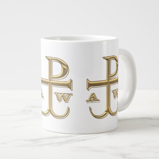 Golden "3-D" Chi-Rho mit Anchor Jumbo-Tasse (Vorderseite Rechts)