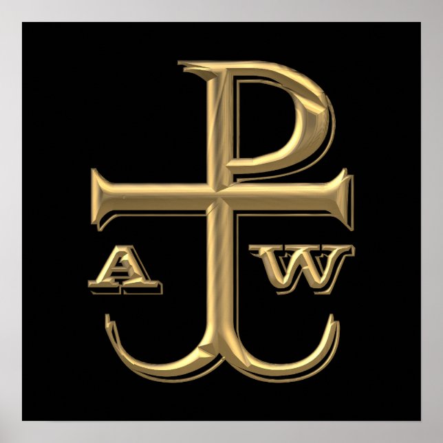 Golden "3-D" Chi-Rho mit Anchor Poster (Vorne)