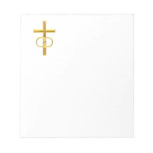 Golden 3-D Cross mit Hochzeitsrennen Notizblock