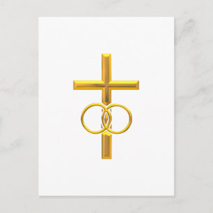 Golden 3-D Cross mit Hochzeitsrennen Postkarte