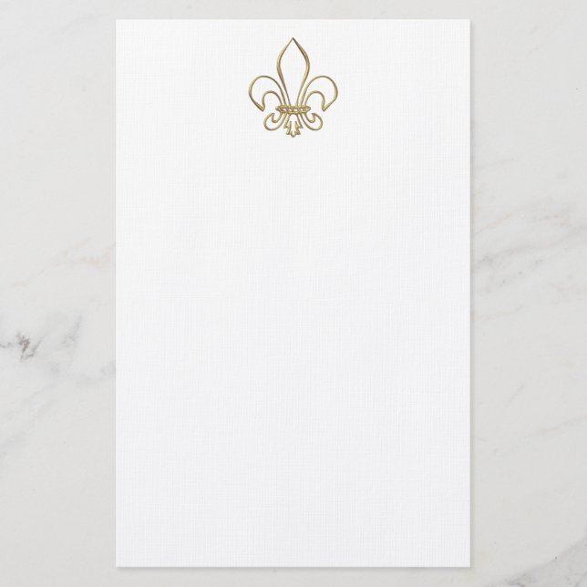 Golden "3-D" Fleur-de-lis Briefpapier (Vorderseite)