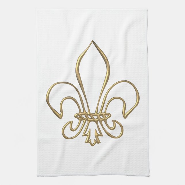 Golden "3-D" Fleur-de-lis Küchentuch (Vertikal)