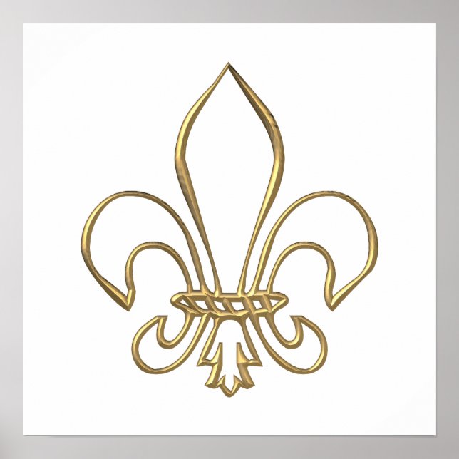 Golden "3-D" Fleur-de-lis Poster (Vorne)