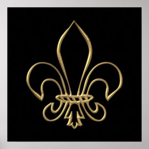 Golden "3-D" Fleur-de-lis Poster