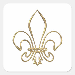 Golden "3-D" Fleur-de-lis Quadratischer Aufkleber