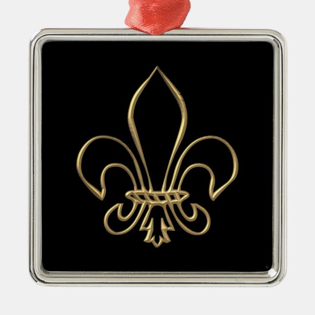 Golden "3-D" Fleur-de-lis Silbernes Ornament (Vorne)