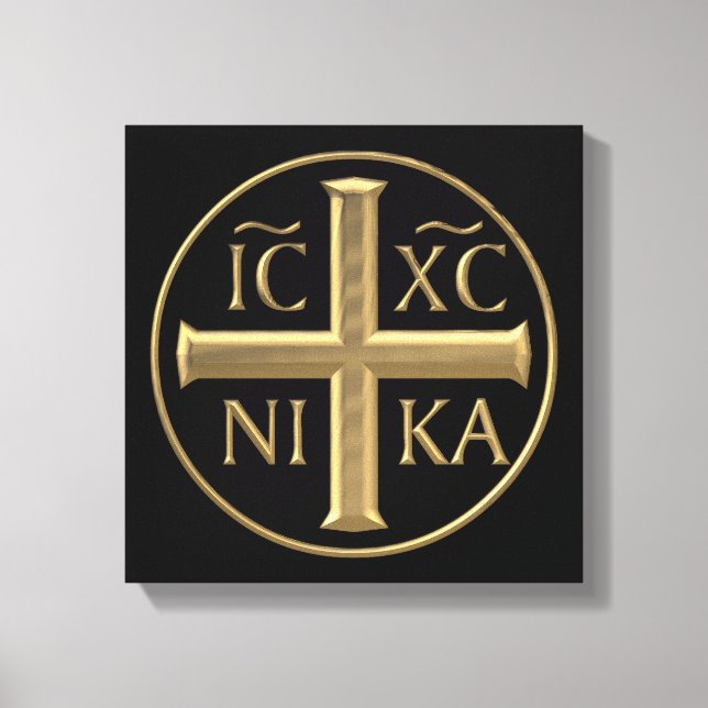Golden "3-D" Jesus Christus: Conquers Leinwanddruck (Vorderseite)