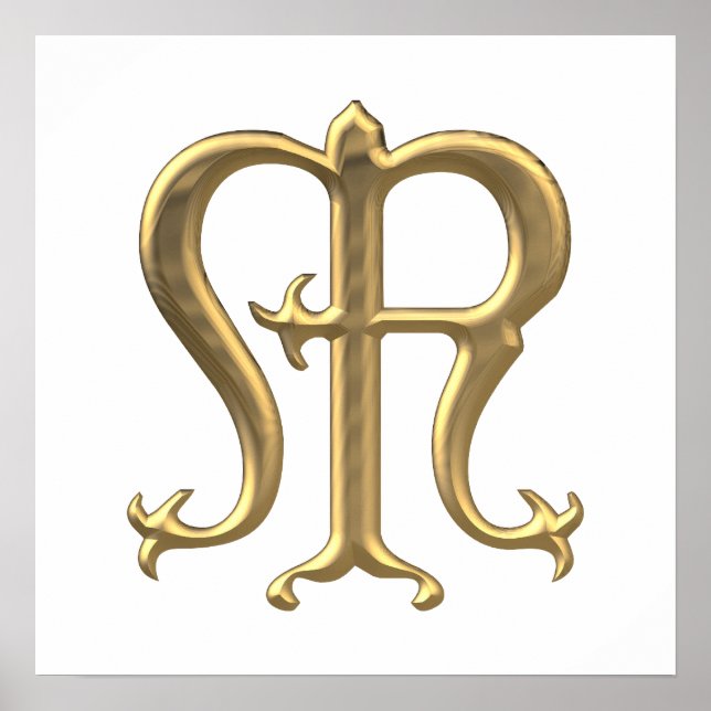 Golden "3-D" Jungfrau Mary Symbol Poster (Vorne)