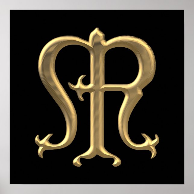 Golden "3-D" Jungfrau Mary Symbol Poster (Vorne)