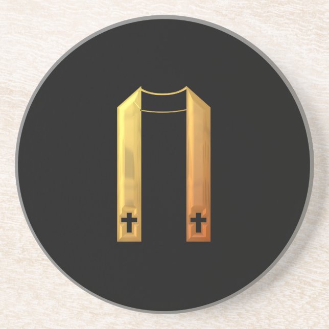 Golden "3-D" Liturgical Stole Getränkeuntersetzer (Vorne)