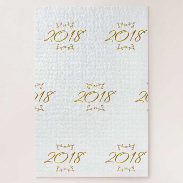 Golden 3-D Look 2018 1014 Piece Puzzle Template (Vertikal)