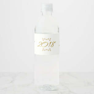 Golden 3-D Look 2018 Water Bottle Template Wasserflaschenetikett