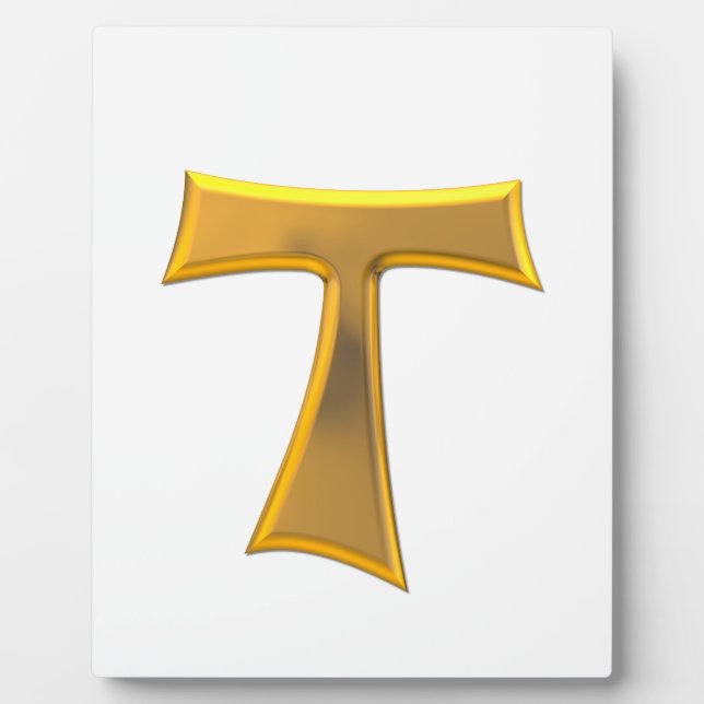 Golden 3-D Look Franciscan Tau Cross Fotoplatte (Vorderseite)
