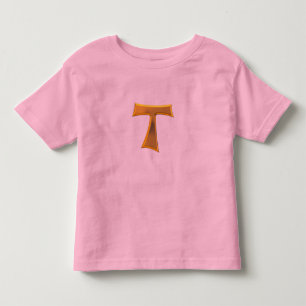 Golden 3-D Look Franciscan Tau Cross Kleinkind T-shirt